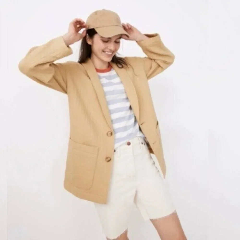 Madewell Tan Oversized Lightspun Dorset Single Breasted Blazer